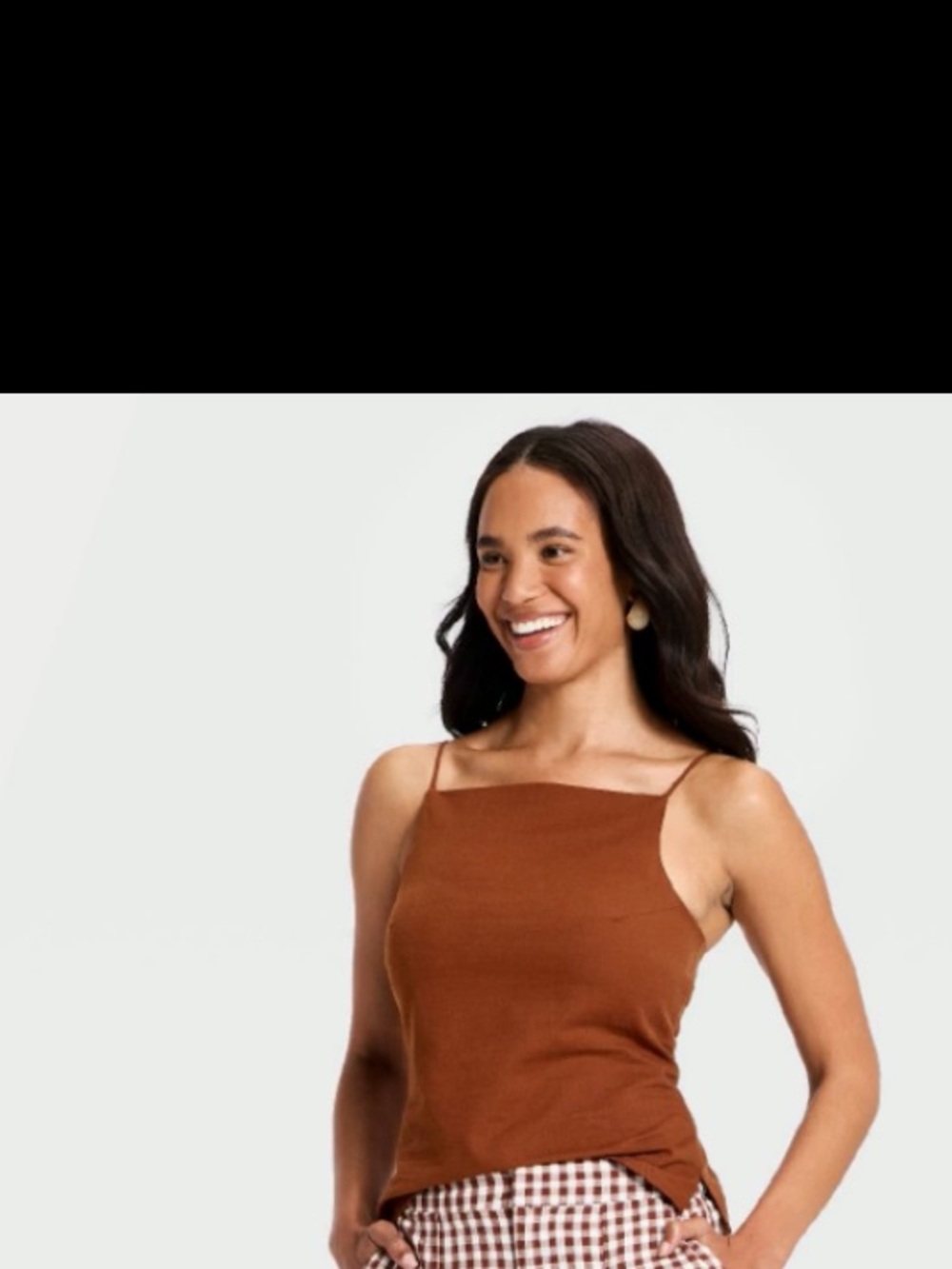 Brown Square-Neck Tank Top